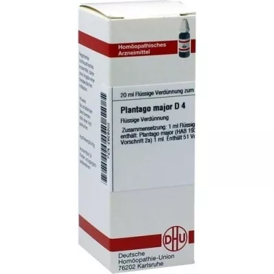 PLANTAGO MAJOR D 4 fortynning, 20 ml