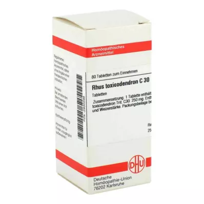 RHUS TOXICODENDRON C 30 tabletter, 80 stk RHUS TOXICODENDRON C 30 tabletter, 80 stk