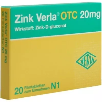 ZINK VERLA OTC 20 mg filmdrasjerte tabletter, 20 stk