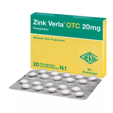 ZINK VERLA OTC 20 mg filmdrasjerte tabletter, 20 stk ZINK VERLA OTC 20 mg filmdrasjerte tabletter, 20 stk