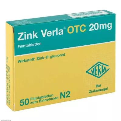ZINK VERLA OTC 20 mg filmdrasjerte tabletter, 50 stk ZINK VERLA OTC 20 mg filmdrasjerte tabletter, 50 stk