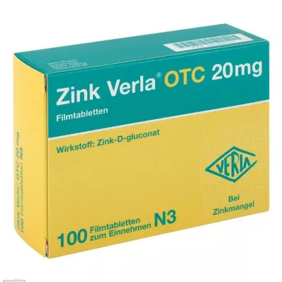 ZINK VERLA OTC 20 mg filmdrasjerte tabletter, 100 stk ZINK VERLA OTC 20 mg filmdrasjerte tabletter, 100 stk