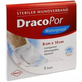 DRACOPOR vanntett sårbandasje 8x10 cm steril, 5 stk