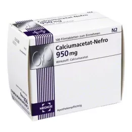 CALCIUMACETAT NEFRO 950 mg filmdrasjerte tabletter, 100 stk