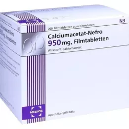 CALCIUMACETAT NEFRO 950 mg filmdrasjerte tabletter, 200 stk