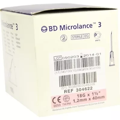 BD MICROLANCE Kanyle 18 G 1 1/2 40 mm trans. 100 stk