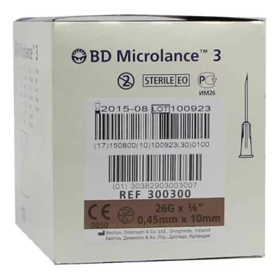 BD MICROLANCE Kanyle 26 G 3/8 0,45x10 mm, 100 stk