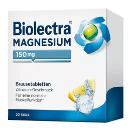 BIOLECTRA Magnesium 150 mg sitronbrusetabletter, 20 stk