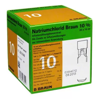 NATRIUMCHLORID 10 % brun MPC Infusjonsvæske, oppløsning, 20 x 10 ml NATRIUMCHLORID 10 % brun MPC Infusjonsvæske, oppløsning, 20 x 10 ml
