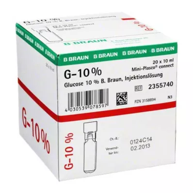 GLUCOSE 10 % B.Braun Mini Plasco connect injeksjonsvæske, 20 x 10 ml