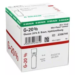 GLUCOSE 20% B.Braun Mini Plasco connect Inj. oppløsning, 20X10 ml