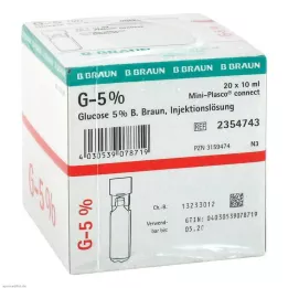 GLUCOSE 5 % B.Braun Mini Plasco connect injeksjonsvæske, 20X10 ml
