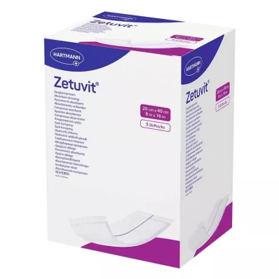 ZETUVIT Absorberende kompresser sterile 20x40 cm, 5 stk