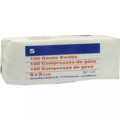 MULLKOMPRESSEN Ypsipad 5x5 cm usteril 8x, 100 stk MULLKOMPRESSEN Ypsipad 5x5 cm usteril 8x, 100 stk
