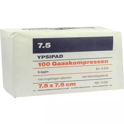 MULLKOMPRESSEN Ypsipad 7,5x7,5 cm usteril 8x, 100 stk MULLKOMPRESSEN Ypsipad 7,5x7,5 cm usteril 8x, 100 stk