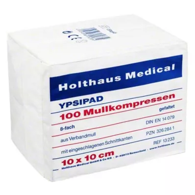 MULLKOMPRESSEN Ypsipad 10x10 cm usteril 8x, 100 stk