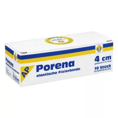PORENA elastisk gasbind 4 cm hvitt uten cello, 10 stk
