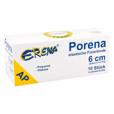 PORENA Elastisk gasbind 6 cm hvit uten cello, 10 stk