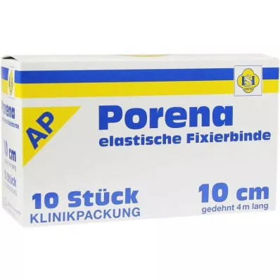 PORENA Elastisk gasbind 10 cm hvit uten cello, 10 stk