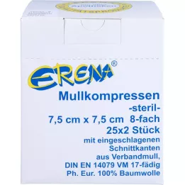 ERENA Gasbind 7,5x7,5 cm sterilt 8x, 25X2 stk