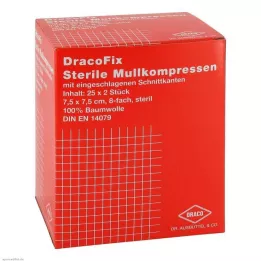 DRACOFIX PEEL Kompresser 7,5x7,5 cm sterile 8x, 25X2 stk