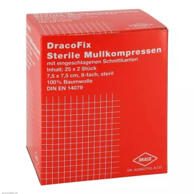 DRACOFIX PEEL Kompresser 7,5x7,5 cm sterile 8x, 25X2 stk DRACOFIX PEEL Kompresser 7,5x7,5 cm sterile 8x, 25X2 stk