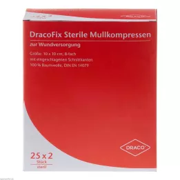 DRACOFIX PEEL Kompresser 10x10 cm sterile 8x, 25X2 stk