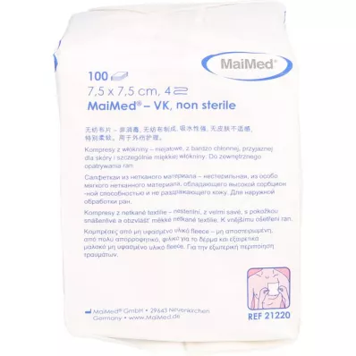 VLIESSTOFF-KOMPRESSEN 7,5x7,5 cm usterile 4-fold, 100 stk