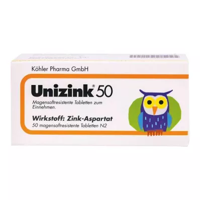 UNIZINK 50 enterotabletter, 50 stk UNIZINK 50 enterotabletter, 50 stk