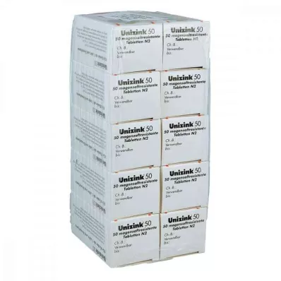 UNIZINK 50 enterotabletter, 10X50 stk UNIZINK 50 enterotabletter, 10X50 stk