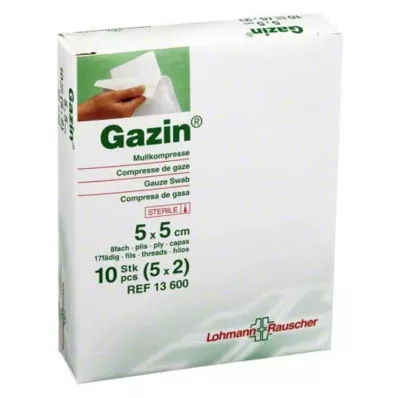 GAZIN Gaze komp.5x5 cm steril 8x, 5X2 stk GAZIN Gaze komp.5x5 cm steril 8x, 5X2 stk