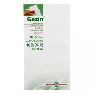 GAZIN Gaze komp.10x20 cm steril 8x, 5X2 stk GAZIN Gaze komp.10x20 cm steril 8x, 5X2 stk