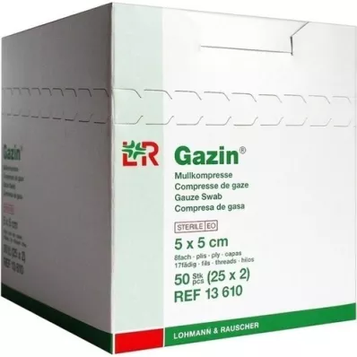 GAZIN Gaze komp.5x5 cm steril 8x, 25X2 stk