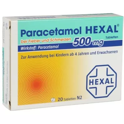 PARACETAMOL 500 mg HEXAL mot feber og smerter Tab, 20 stk