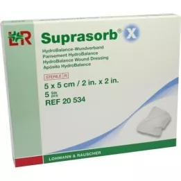 SUPRASORB X HydroBalance sårbandasje 5x5 cm, 5 stk