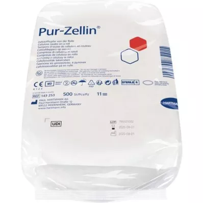 PUR-ZELLIN 4x5 cm steril rull med 500 stk, 1 stk