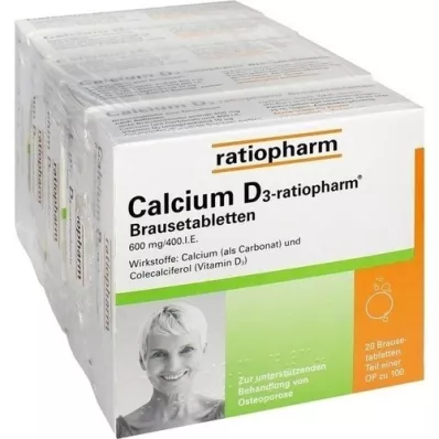 CALCIUM D3-ratiopharm brusetabletter, 100 stk