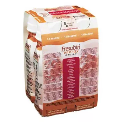 FRESUBIN ENERGY DRINK Jordbærdrikkeflaske, 4X200 ml FRESUBIN ENERGY DRINK Jordbærdrikkeflaske, 4X200 ml