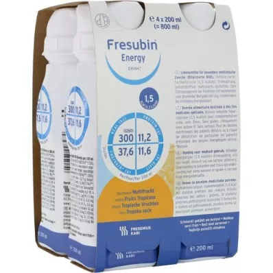 FRESUBIN ENERGY DRINK Multifruktdrikkeflaske, 4X200 ml