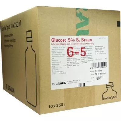 GLUCOSE 5 % B.Braun Ecoflac Plus, 10X250 ml