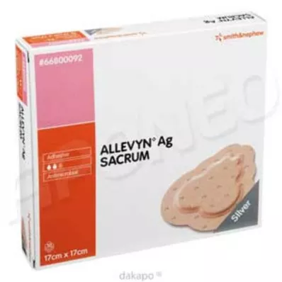 ALLEVYN Ag Sacrum 17x17 cm sårbandasje, 10 stk