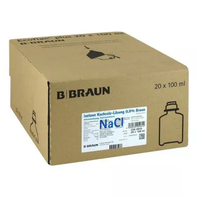 ISOTONE Saltvannsløsning 0,9 % Braun Ecoflac Plus, 20X100 ml