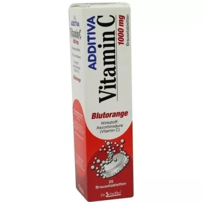 ADDITIVA C-vitamin brusetabletter med blodappelsin, 20 stk