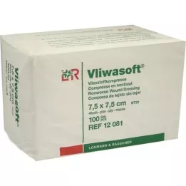 VLIWASOFT Ikke-vevde kompresser 7,5x7,5 cm usterile 4 l., 100 stk