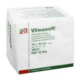 VLIWASOFT Ikke-vevde kompresser 10x10 cm usterile 4 l., 100 stk