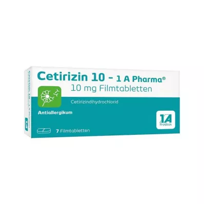 CETIRIZIN 10-1A Pharma filmdrasjerte tabletter, 7 stk CETIRIZIN 10-1A Pharma filmdrasjerte tabletter, 7 stk
