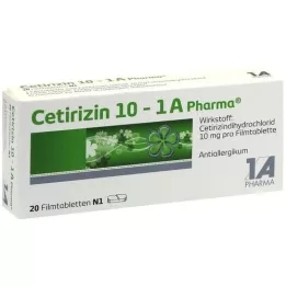 CETIRIZIN 10-1A Pharma filmdrasjerte tabletter, 20 stk