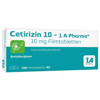 CETIRIZIN 10-1A Pharma filmdrasjerte tabletter, 100 stk