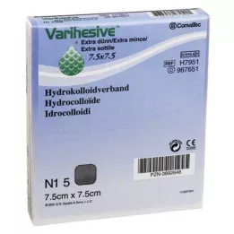 VARIHESIVE ekstra tynn 7,5x7,5 cm HKV hydroaktiv, 5 stk