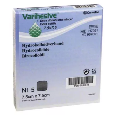 VARIHESIVE ekstra tynn 7,5x7,5 cm HKV hydroaktiv, 5 stk VARIHESIVE ekstra tynn 7,5x7,5 cm HKV hydroaktiv, 5 stk